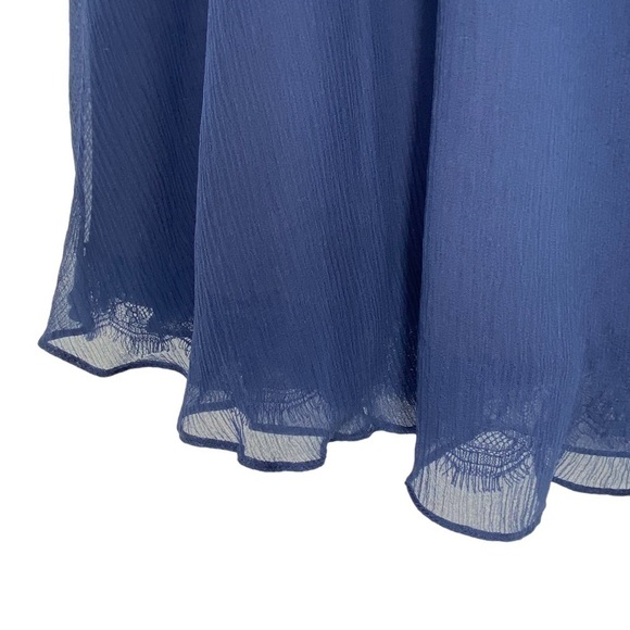 Anthropologie BLHDN Va Et Vien Slate Blue Wingspan Silk Wrap Mini Dress Size 10 - Picture 9 of 11